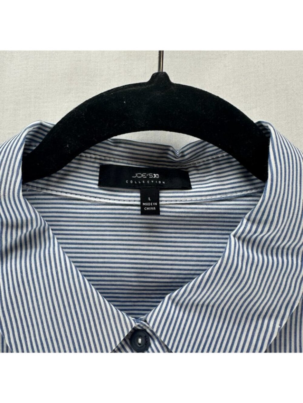 Joes Jeans Shirt Dress Women L Bell Sleeve Button Up Collared Striped Blue White - Picture 6 of 14